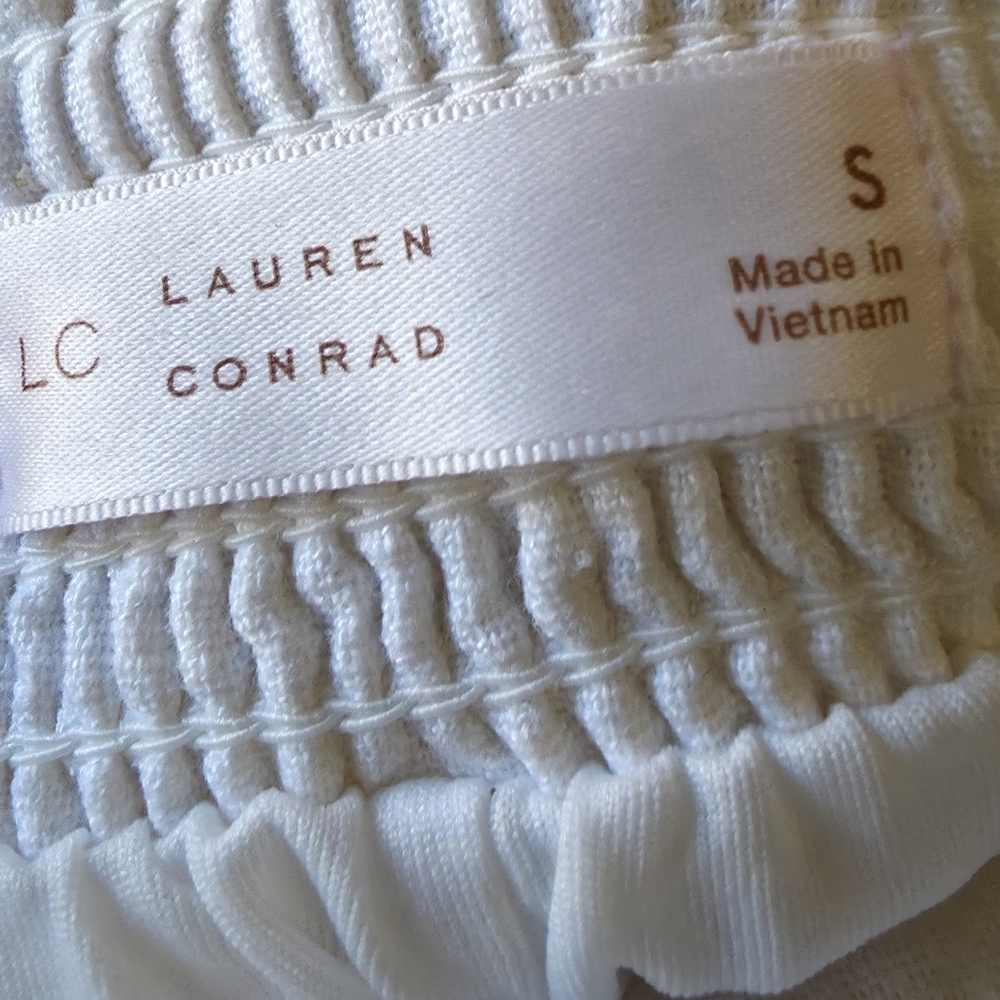 LC Lauren Conrad White Linen Blend High Rise Scallop Hem Shorts NWT Size Small - Picture 4 of 6